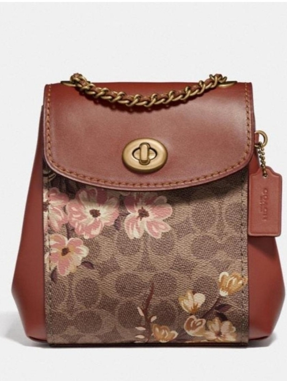 RARE Coach Parker Convertible Backpack 16 In Signature Canvas and Floral Print - Picture 3 of 16